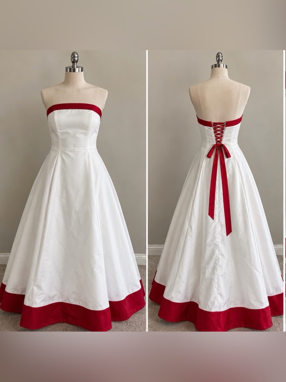 David’s Bridal Michaelangelo E8052 Wedding Dress Size 14 White Apple Red Corset